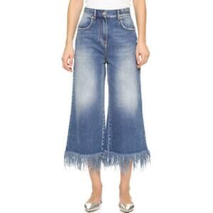 MSGM Fringe Denim Culotte Wide Leg Jeans